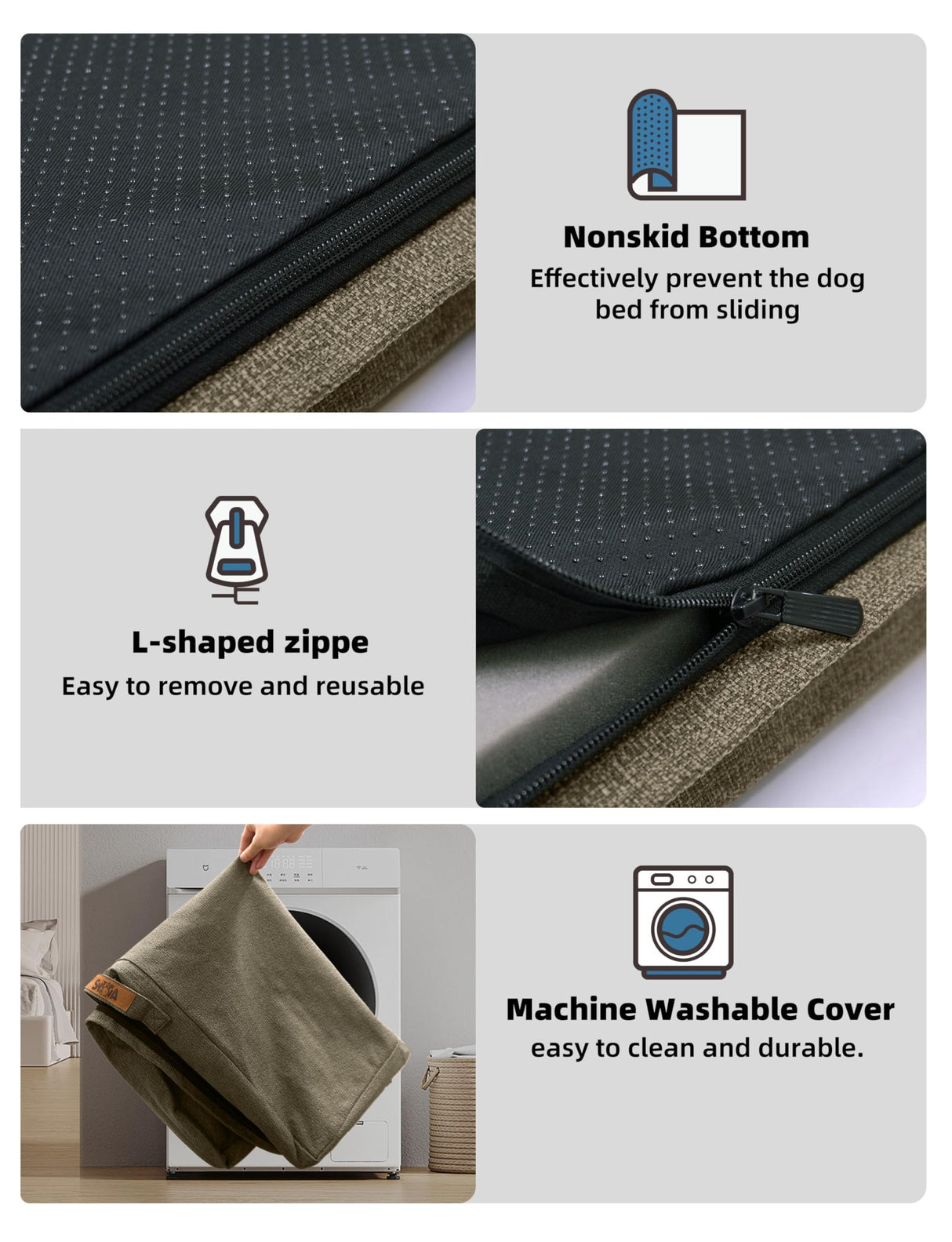 Sytopia Indestructible Dog Bed, 42" XL Chew Proof Dog Bed for Extra Large Dogs (90 lbs), Durable Waterproof Pet Bed, Chew Resistant Dog Crate Pad, Washable Cover, Indoor & Outdoor Use, Brown