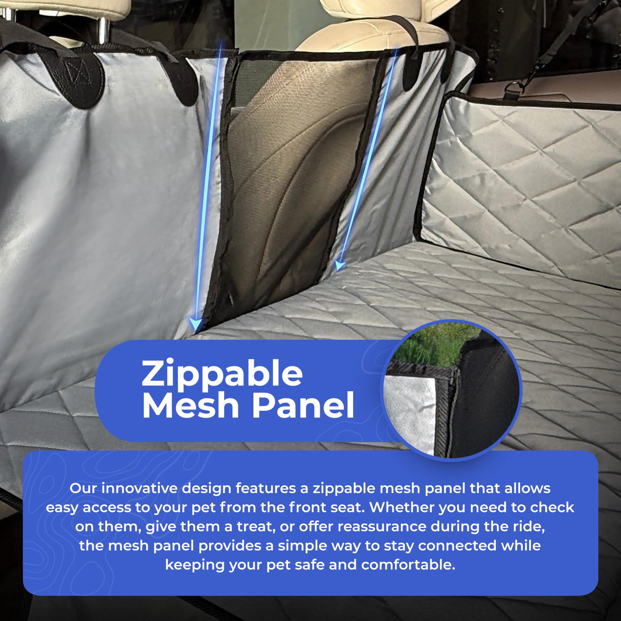 4Knines Hard Bottom Back Seat Extender for Dogs – Waterproof Dog Car Seat Cover – Heavy Duty Backseat Protector for Cars, SUVs, Trucks – Built-in EZ Open Door Protector (Patent Pending) Grey, Regular