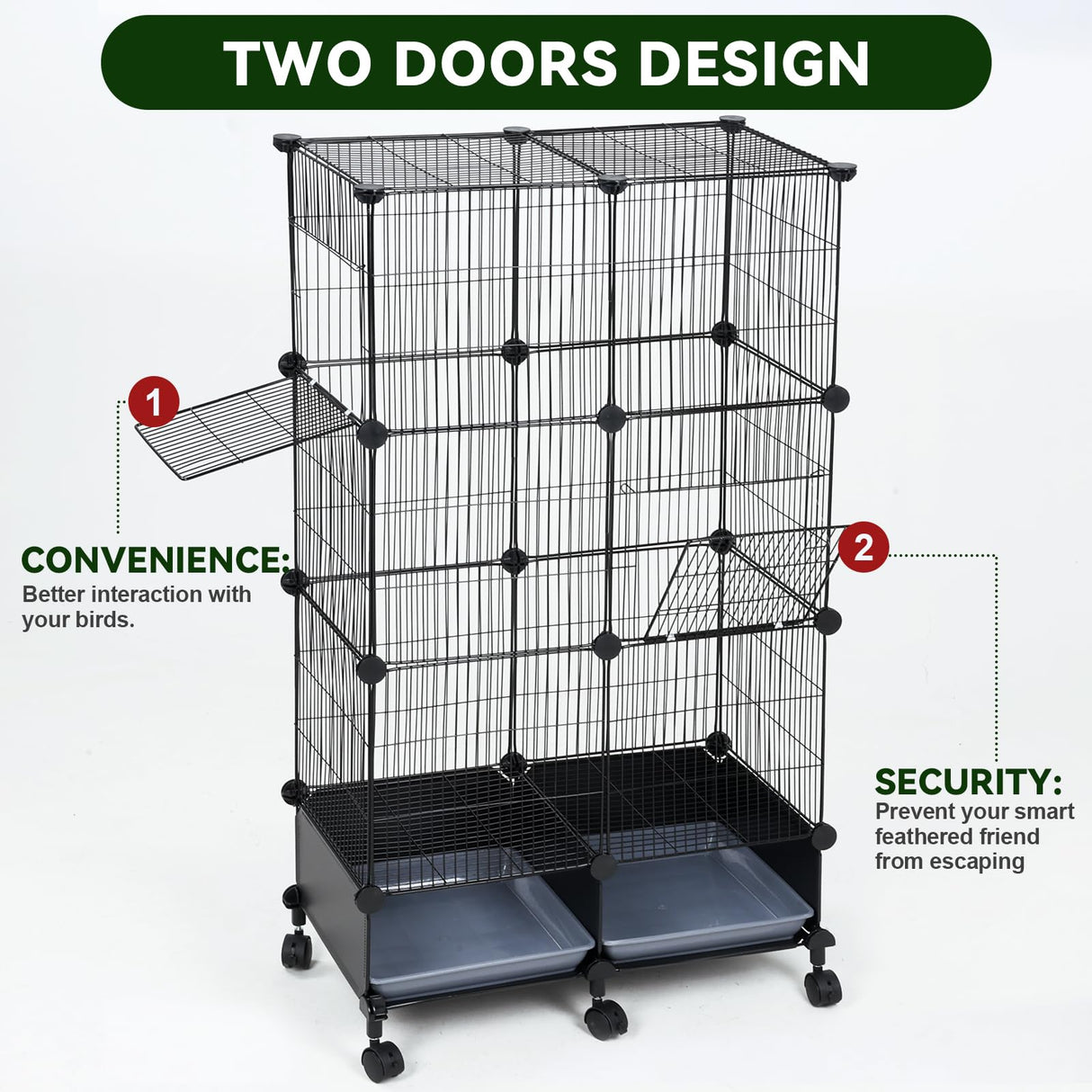 VISCOO Upgraded Encrypted 46-Inch Bird Cage, with Wooden Perches, Metal Parakeet Cage with Slide-Out Tray, Water Bottle&Feeder, Bird Cages for Parrot,Parakeets,Cockatiel,Lovebird,Small Mid-Sized Birds