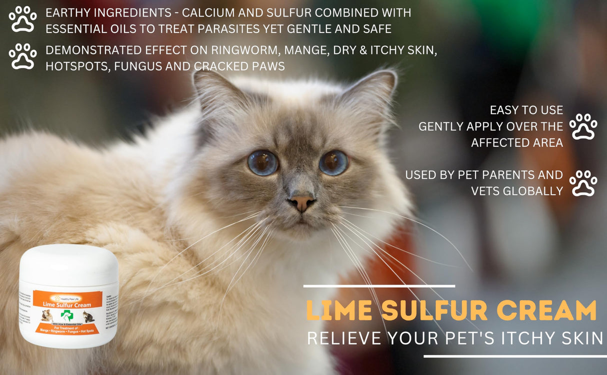 Healthy Paw Life's Lime Sulfur Pet Skin Cream (2 oz) - Pet Care and Veterinary Treatment for Itchy and Dry Skin - Safe Solution for Dog, Cat, Puppy, Kitten, Horse