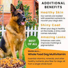 Load image into Gallery viewer, Olewo Original Carrots for Dogs – Fiber for Perfect Poop, Dehydrated Dog Food Toppers for Picky Eaters, Natural Skin & Coat Support, Multivitamin, Probiotics for Digestive & Gut Health, 2.2 lbs