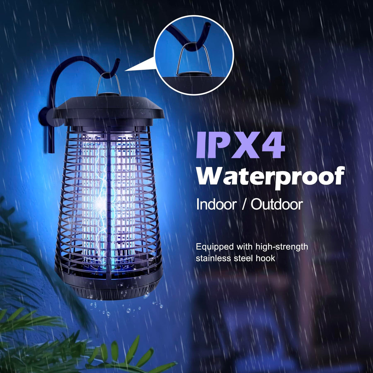 Bug Zapper Outdoor, Electric Mosquito Zapper, Odorless and Physical Mosquito Killer, Bug Zapper Indoor with Waterproof Non-Toxic, 4000V Electric Fly Zapper for Outside, Patio, Backyard, Garden