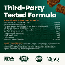 Load image into Gallery viewer, VetriScience Extra Strength Healthy Hip & Joint Chews, GlycoFlex 3, Glucosamine, Green-Lipped Mussel, Joint Support Supplement for Dogs, Promote Mobility & Soothe Joint Discomfort, Chicken, 120 Count