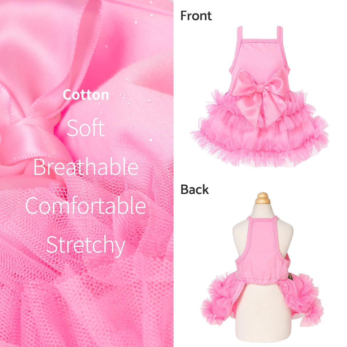 Fitwarm Sparkly Dog Tiered Dress, Fancy Dog Clothes for Small Dogs Girl, Bohemian Doggie Birthday Outfit, Pet Apparel, Pink, XXS