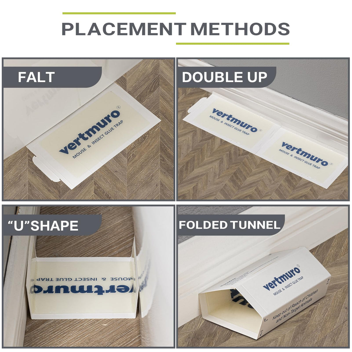 vertmuro Mouse Glue Traps, 12 Pack Rat & Pest Glue Scented Sticky Trap, Foldable Bulk Non-Toxic Indoor Mouse Glue Boards for Rodents and Insects, Easy to Use Pest Control, Blue