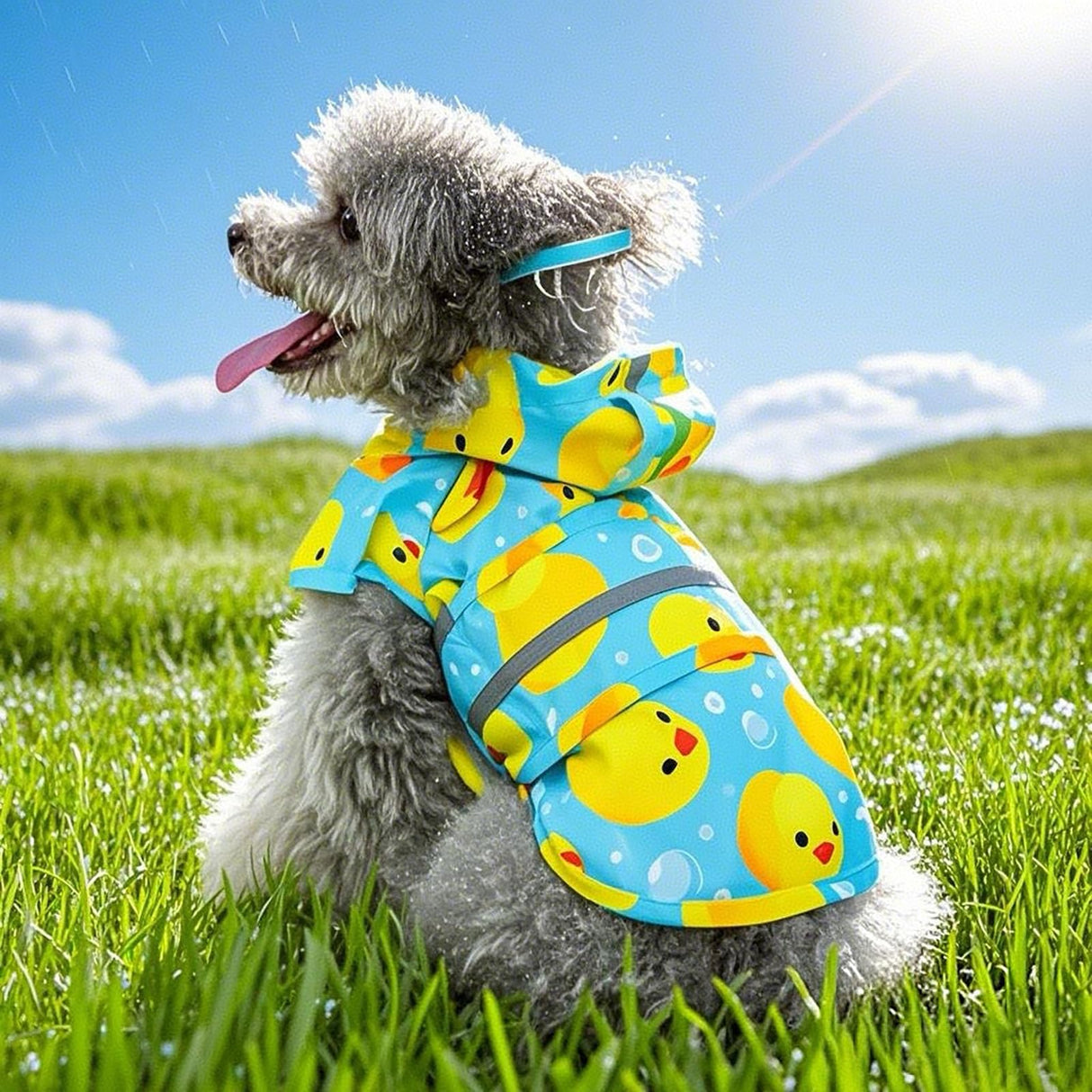 IOICYBF Dog Raincoat Hooded, Reflective Dog Slicker Poncho Adjustable Waterproof Lightweight Rain Jacket for Dogs,Duck,XXL