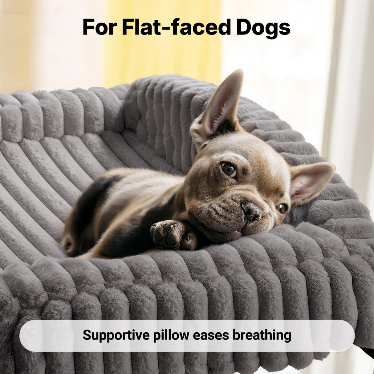 Veehoo Elevated Dog Bed with Bolster Cushion, Fluffy Plush Dog Couch Beds for Small Dogs, Cats, Washable Raised Pet Cot with Non-Slip Feet for Indoor or Patios Use, 30 x 20 Inches, Grey