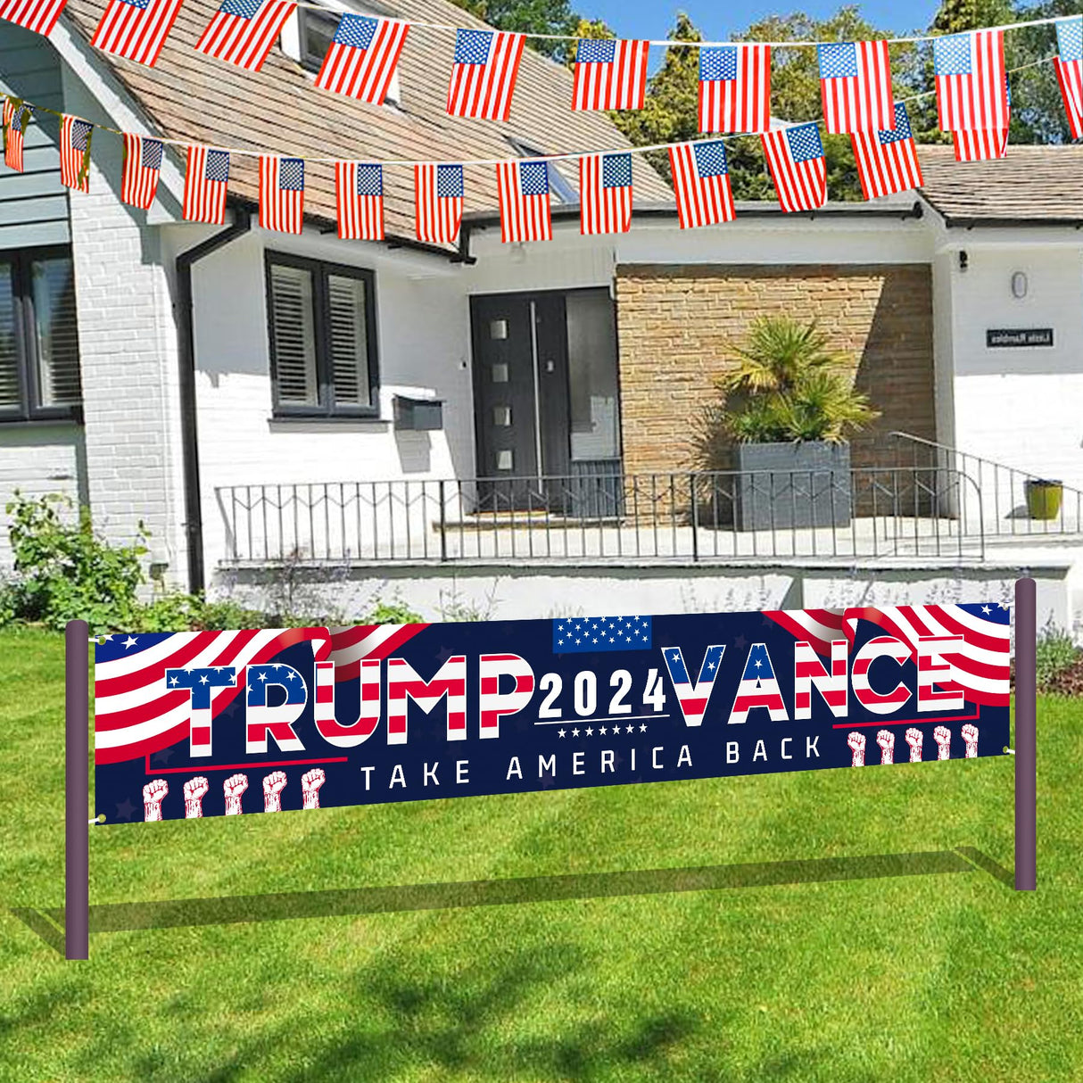 Urespkle Trump Vance 2024 Banner, Donald Trump JD Vance Take America Back Sign Banner for Yard Garden Lawn Decor, 9.8X1.6 Ft, Outdoor&Indoor