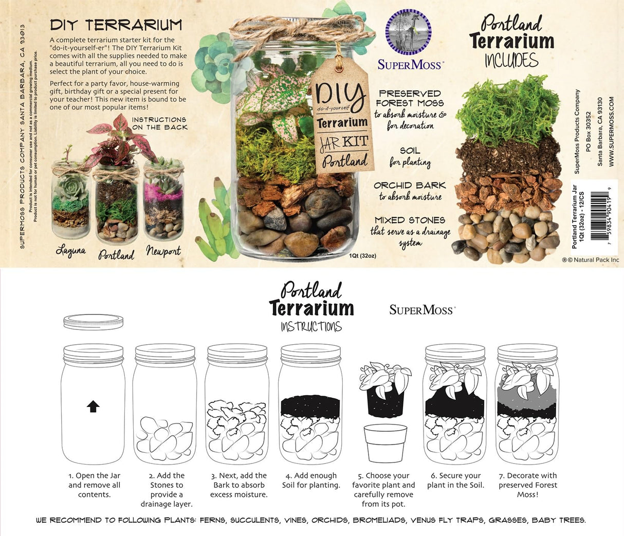 Portland Terrarium kit - DIY Mason Jar Terrarium Kit