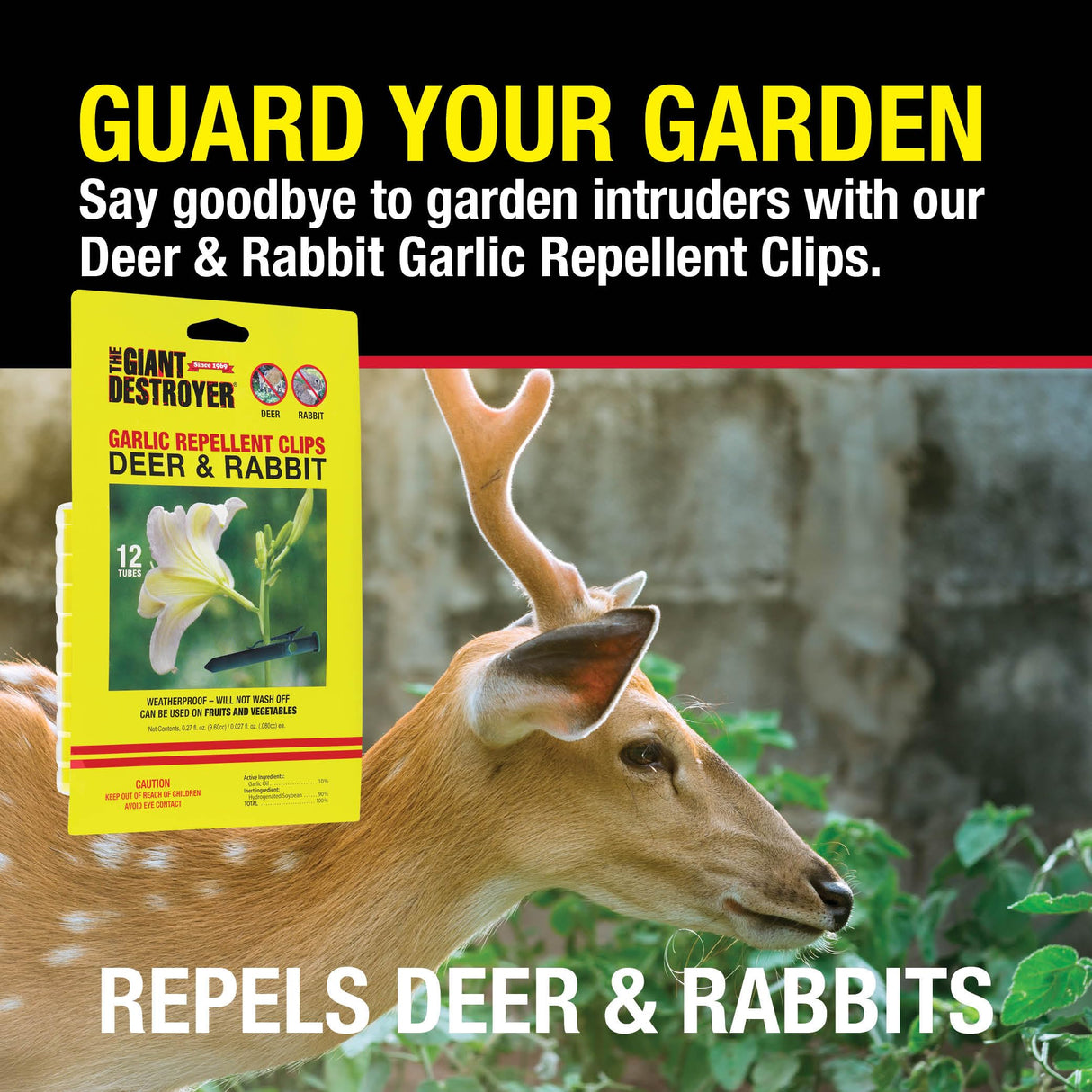 The Giant Destroyer 700 Garlic Deer & Rabbit Repellent, 12 Clips, Green