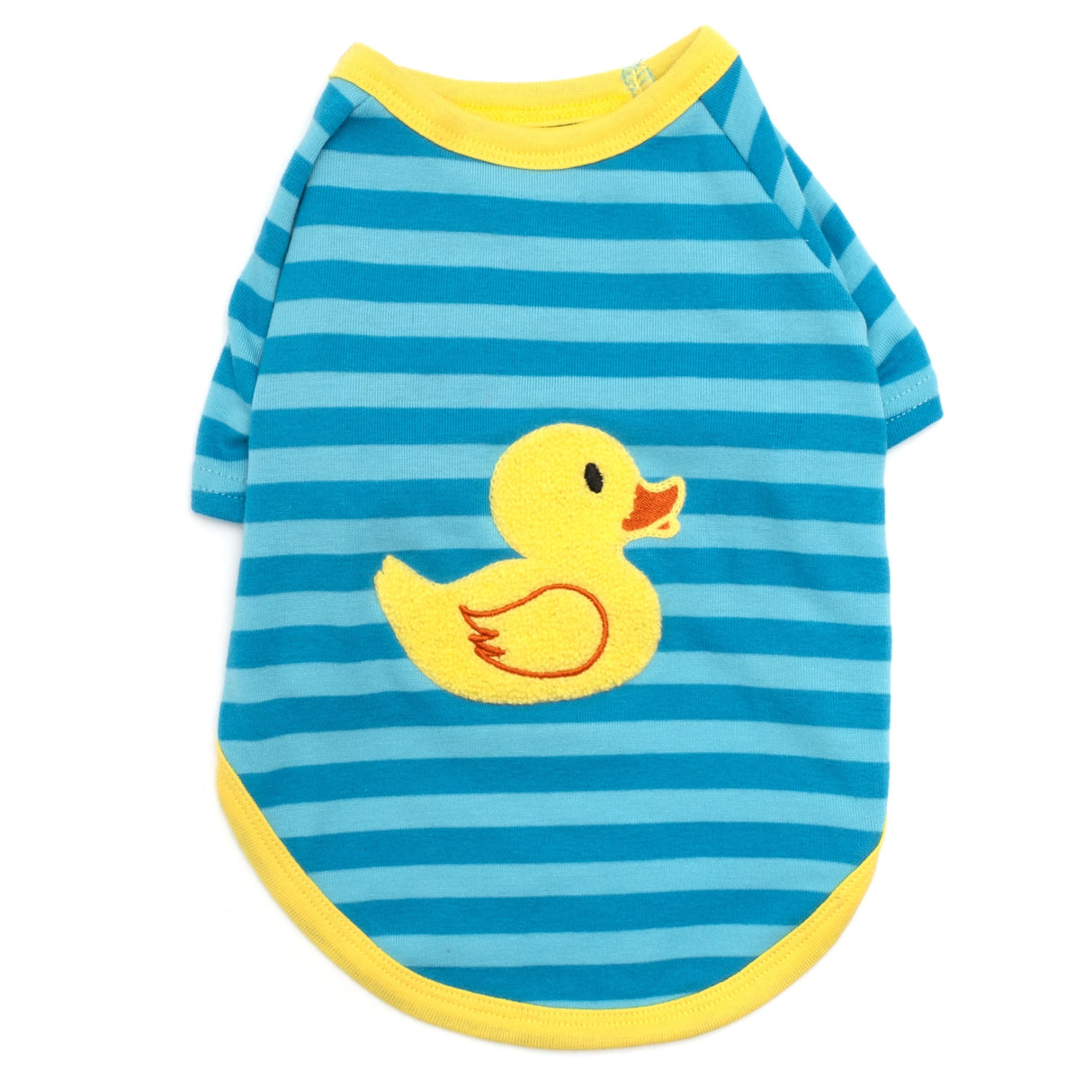 THE WORTHY DOG Graphic Dog Tee Shirt – Soft Stretchy Knit Dog T-Shirt with High-Cut Belly, Lightweight & Breathable - Rubber Duck Pattern- Blue, X-Large