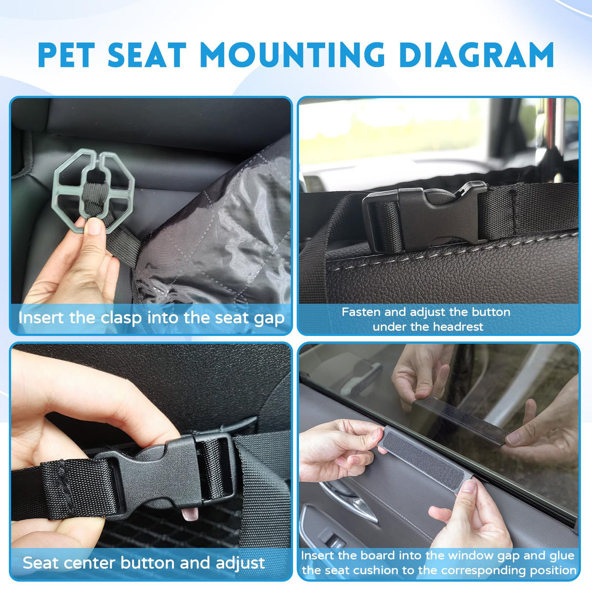 nuoozy Dog Car Seat Cover for Front Passenger Side with Dashboard & Door Protector Detachable Washable Pet Seat Travel Hammock Cushion for Sedans SUVs and Small Trucks (Black)