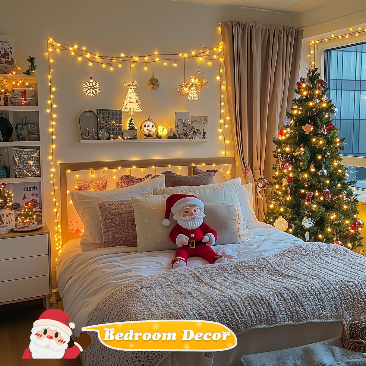 JMEXSUSS 500 LED Christmas Lights Outdoor, 173ft Warm White Christmas Tree Lights Outdoor Waterproof, 8 Modes Plug in Christmas String Lights for Holiday Xmas Indoor Ceiling House Decorations
