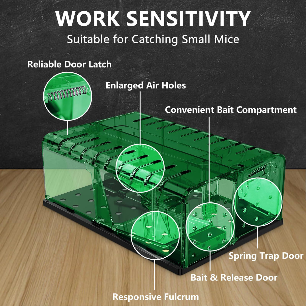 PZQZMAR Mouse Traps, Humane Mouse Trap, Easy to Set, Mouse Catcher Quick Effective Reusable and Safe for Families(2-in-1)-Green