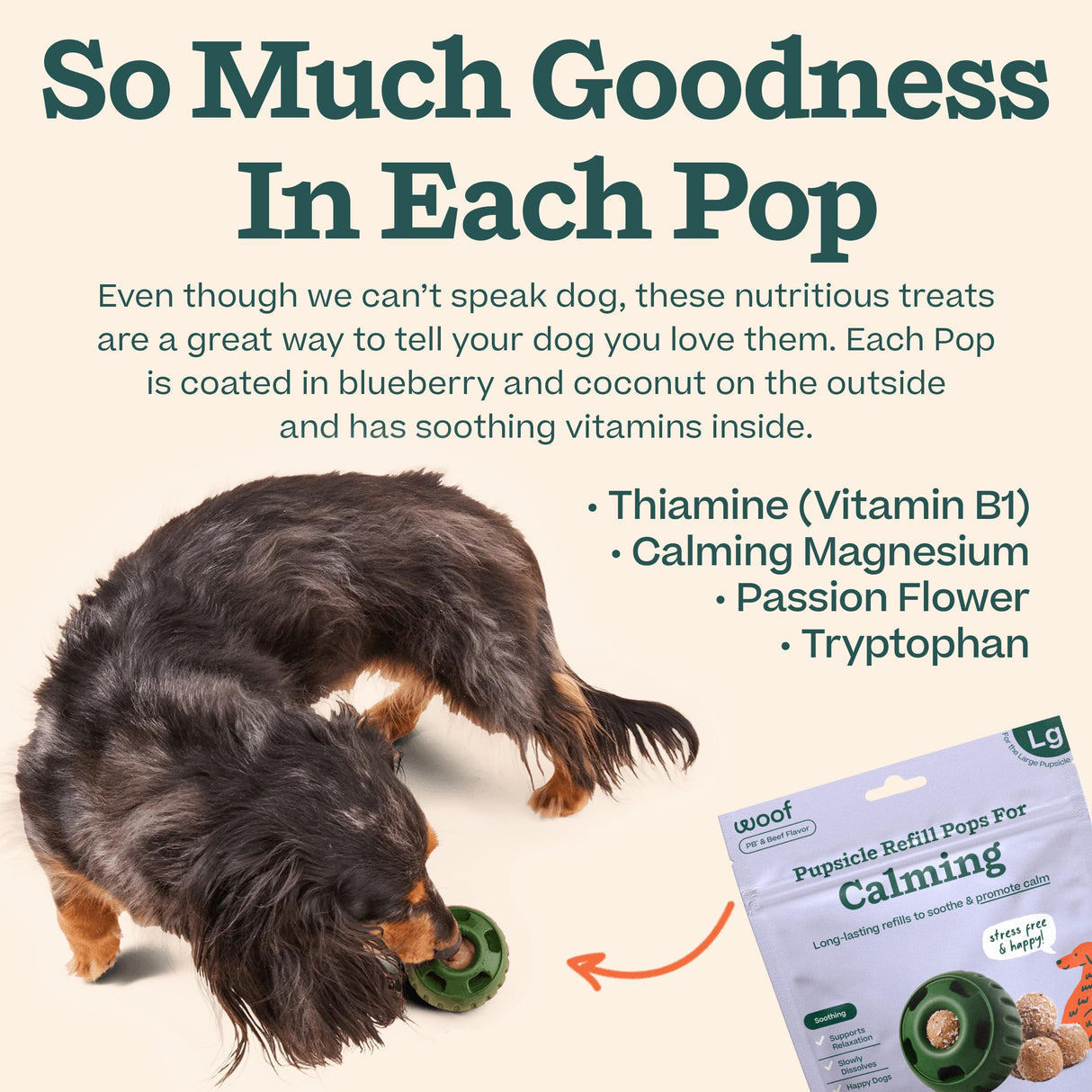 WOOF Pupsicle Refill Pops for Calming - Long-Lasting Refills for The Pupsicle Toy to Promote Calm - Calming Dog Treats - Magnesium for Dogs- Large Pops - 7 Count