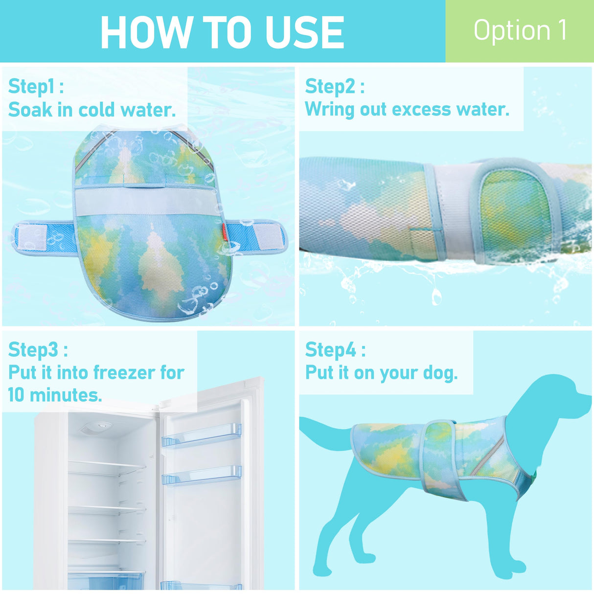 KYEESE Dog Cooling Vest for Summer Lightweight Dog Cooler Jacket 3D Breathable Mesh Pet Cooling Shirts with Reflective Stripe UV Protection Pet T Shirt for Beach, Hiking, Walking (Blue, M)