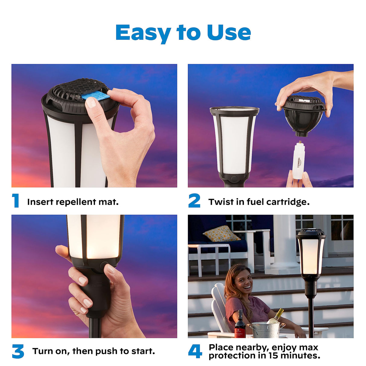 Thermacell Mosquito Repellent Torch; Includes 12-Hour Refill; 15 Foot Zone of Mosquito Protection; Effective Mosquito Repellent for Patio; Bug Spray Alternative; Scent Free