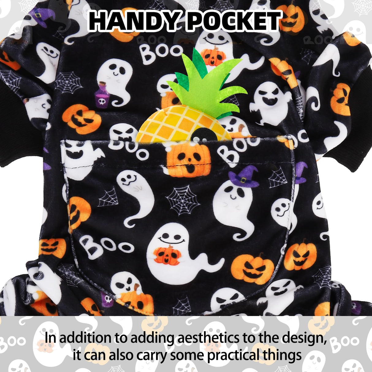 PUPTECK Soft Fleece Dog Pajamas for Small Medium Dogs, Dog Onesie Puppy Sweaters Clothes Jumpsuit Pjs, Cute Jammies Cat Coat Pet Costume Apparel, Halloween Black L