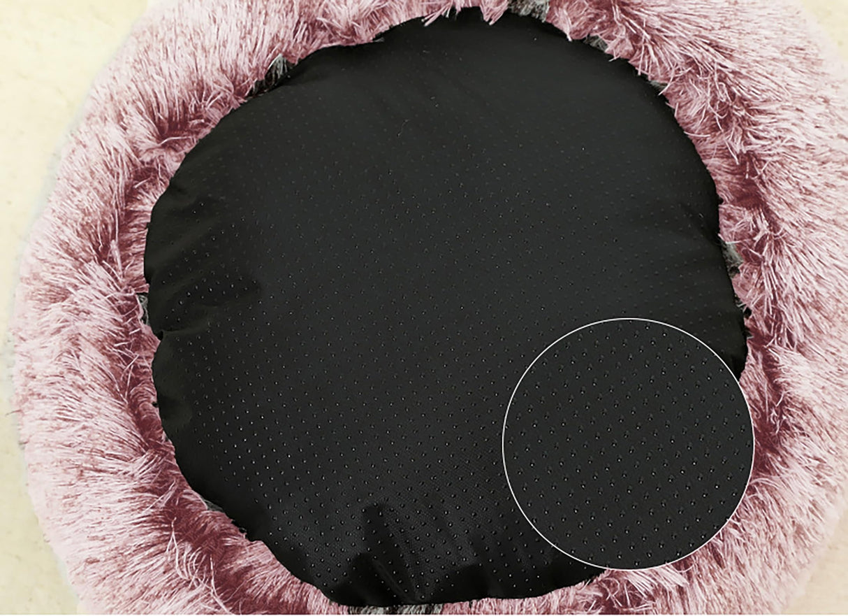 NTUQCAW Dog Cave Bed for Small Dogs Cats Pets, Anti Anxiety Calming Plush Dog Beds, Fluffy Covered Hooded Cozy Burrow Puppy Beds, Anti-Slip Bottom Washable Pet Sleeping Bag (20" D, Pink)
