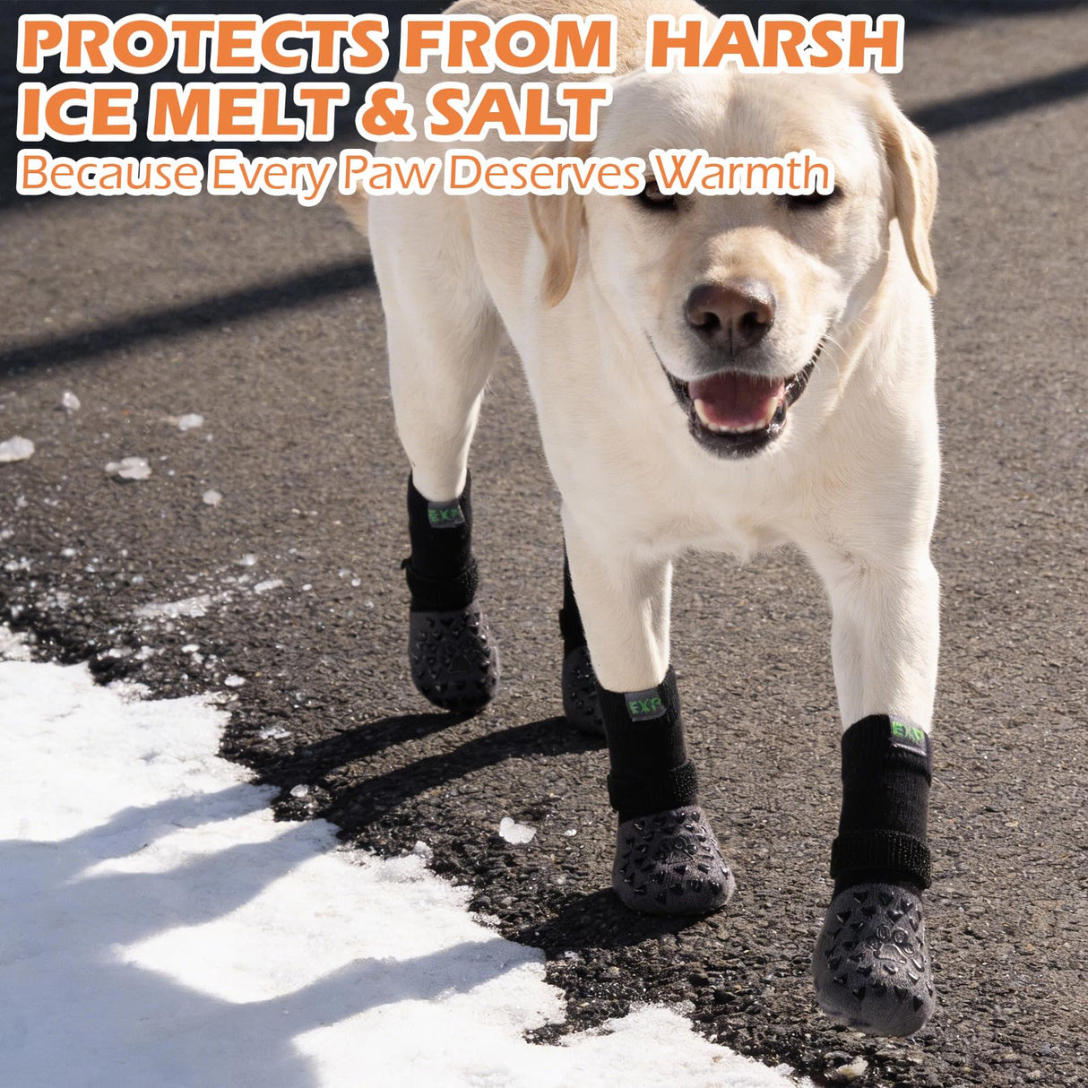 EXPAWLORER Anti Slip Dog Socks to Prevent Licking Paws, Winter Snow Dog Boots & Paw Protectors Booties for Hardwood Floors with Heart Grippers, Dog Shoes for Small Medium Large Senior Dogs Black S