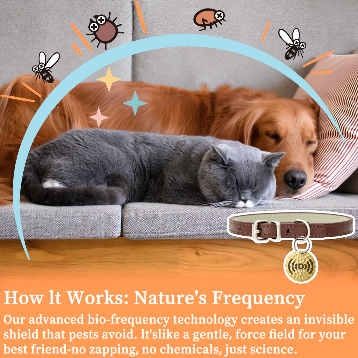 Natural Flea & Tick Repellent Collar Pendant for Dogs & Cats β12-Month Water-Resistant Biomass Energy Pet Shield β Safe for Pets When Used as Directed β Gift Ready (One Size- 2packs)