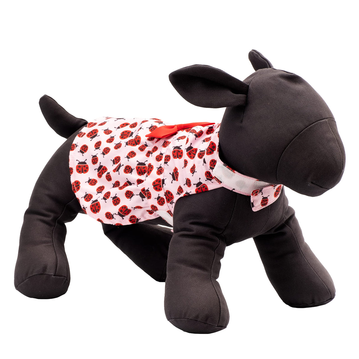 THE WORTHY DOG Designer Ladybug Dog Dress – Stylish Polyester Pet Dress with Bow Detail, Adjustable Touch Fasteners & Machine Washable - Pink, XX-Large