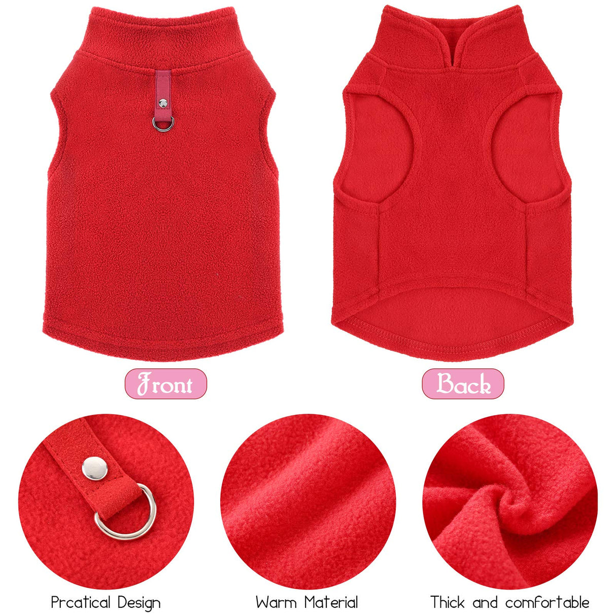 6 Pack Winter Dogs Sweater for Small Dogs Warm Clothes Fleece Vest with Leash Ring Sleeveless Dog Jacket for Little Medium Puppy Pet Unisex(Medium,Bright Colors)