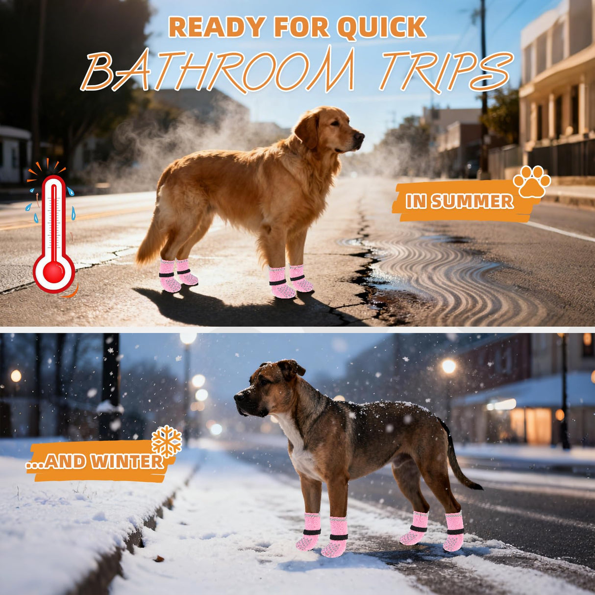 KOOLTAIL Anti Slip Dog Socks Booties to Prevent Licking Paws Scratching, Pet Boots&Paw Protector for Hardwood Floors, Dog Shoes for Winter, Traction Control Grip Socks for Small Medium Large Dogs XL