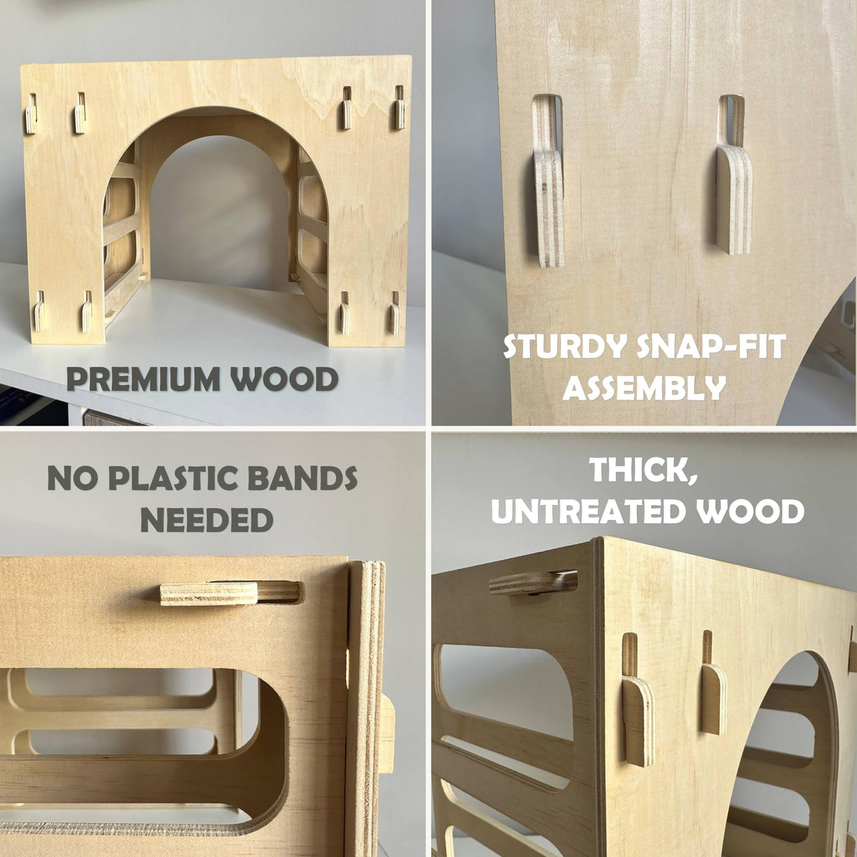 Kiwi&Mora Bunny House Hideout – Rabbit Hideout for Bunnies, Guinea Pigs & Other Pets | Large Indoor Wooden Tunnel Bed with Hay Feeder, Enrichment Toys & Accessories – Easy to Assemble & Clean