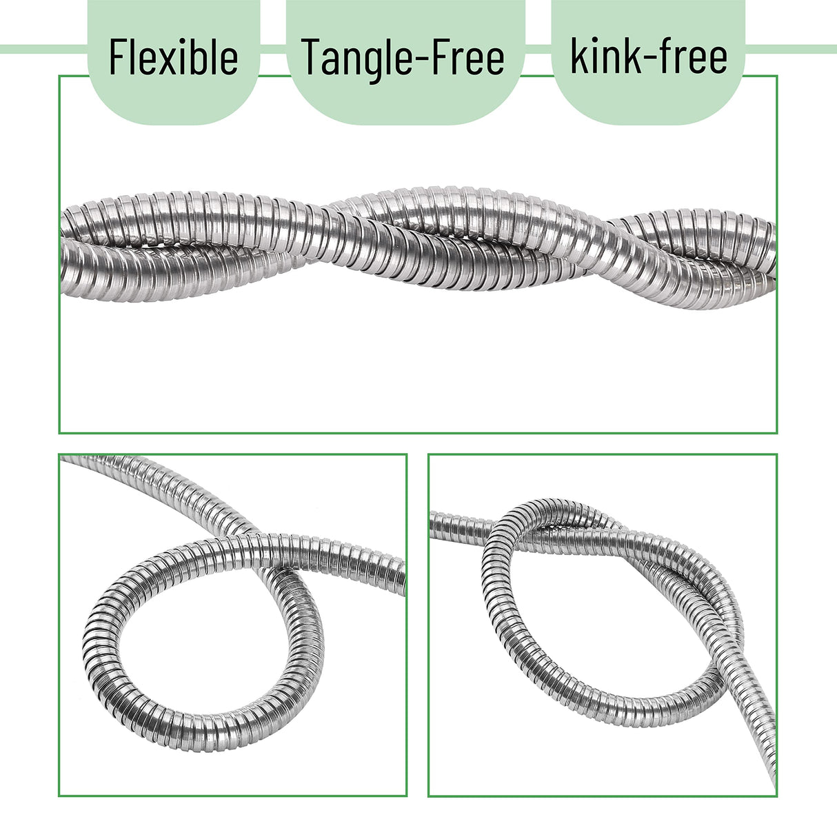 UNCO- Short Garden Hose, 3 Feet, Heavy Duty Stainless Steel Hose, Water Garden Hose, Metal Garden Hose