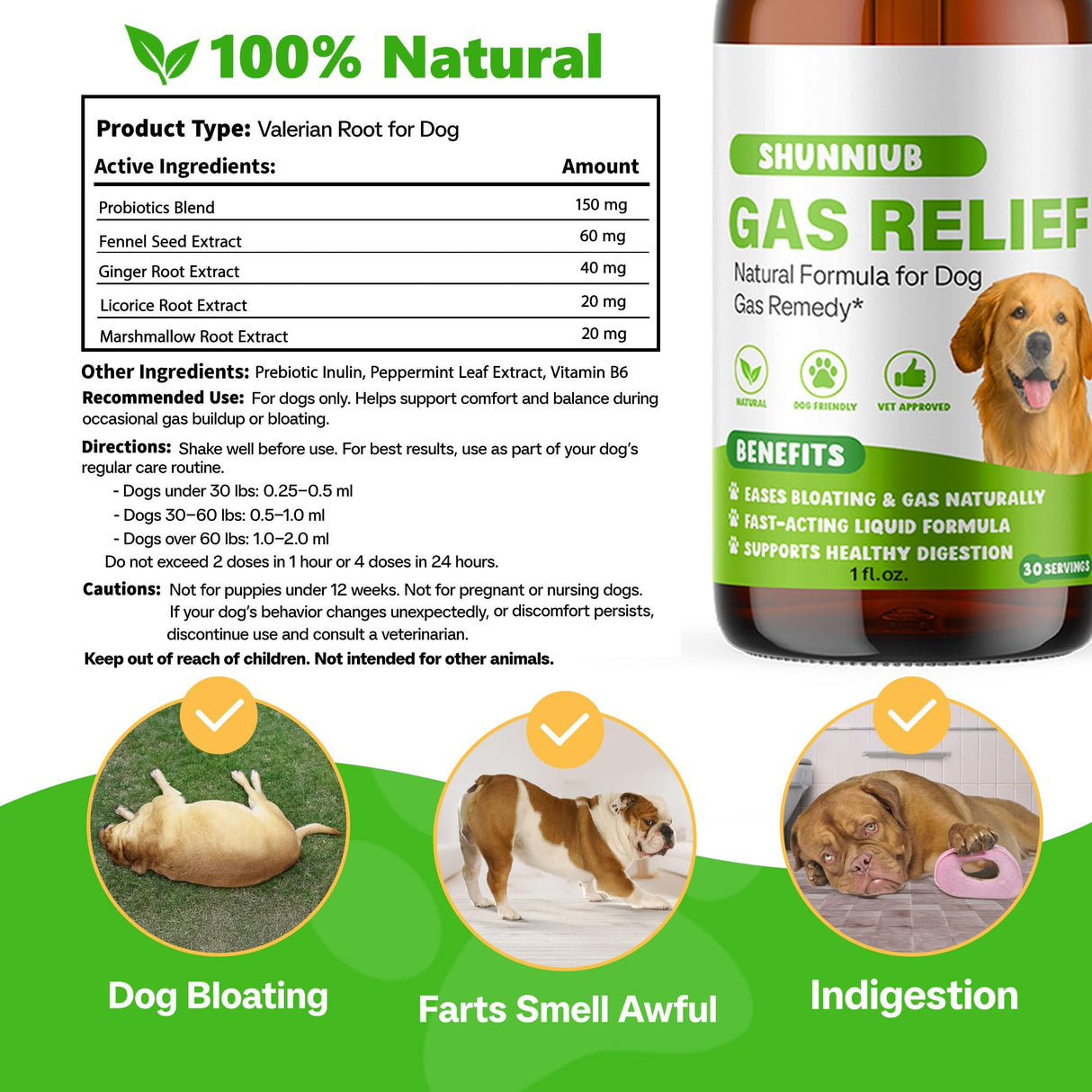 Dog Fart Remedy, Dog Gas Relief Drops to Help with Bloating and Occasional Gas, Gentle Digestive Support, Natural Formula – 1 fl oz