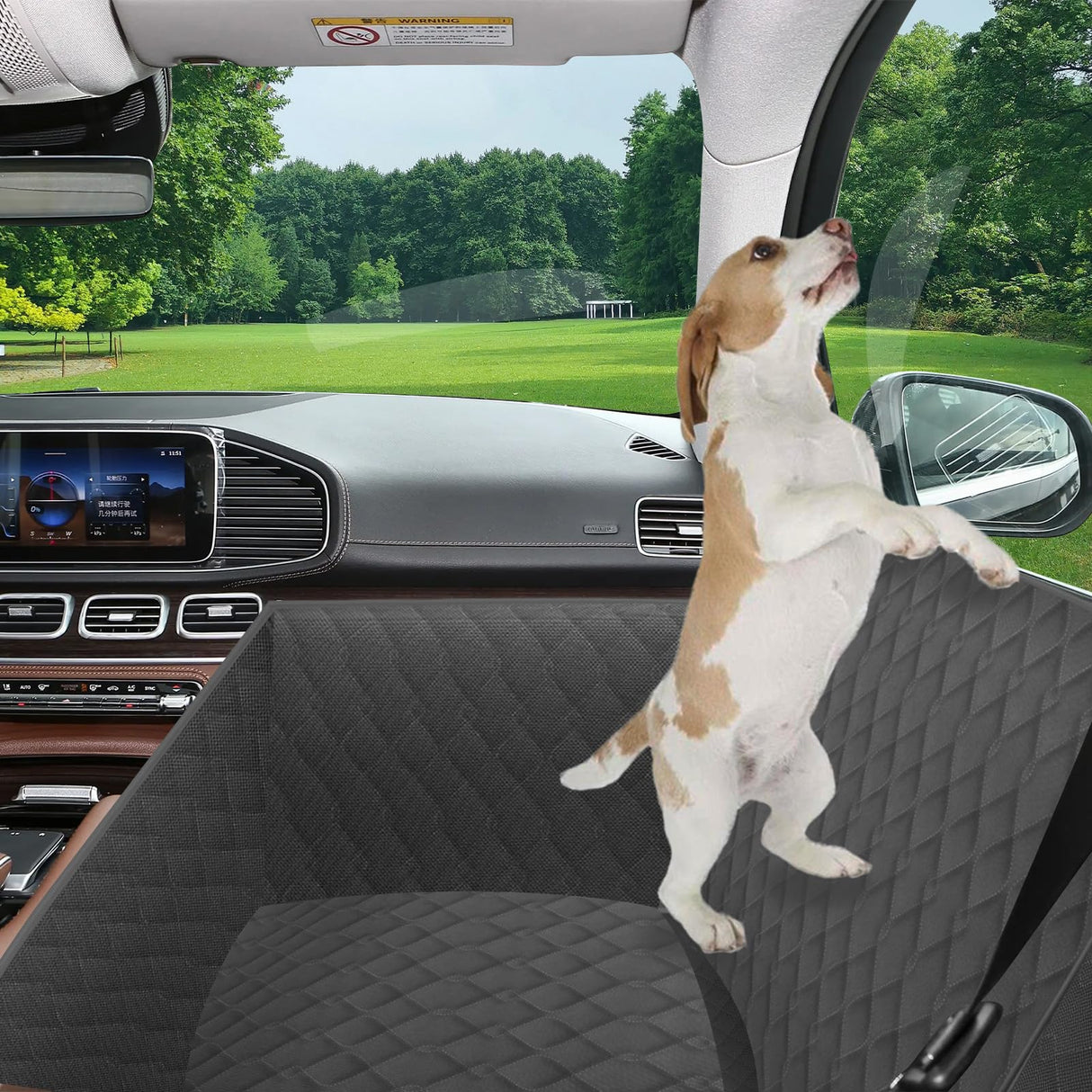 nuoozy Dog Car Seat Cover for Front Passenger Side with Dashboard & Door Protector Detachable Washable Pet Seat Travel Hammock Cushion for Sedans SUVs and Small Trucks (Black)