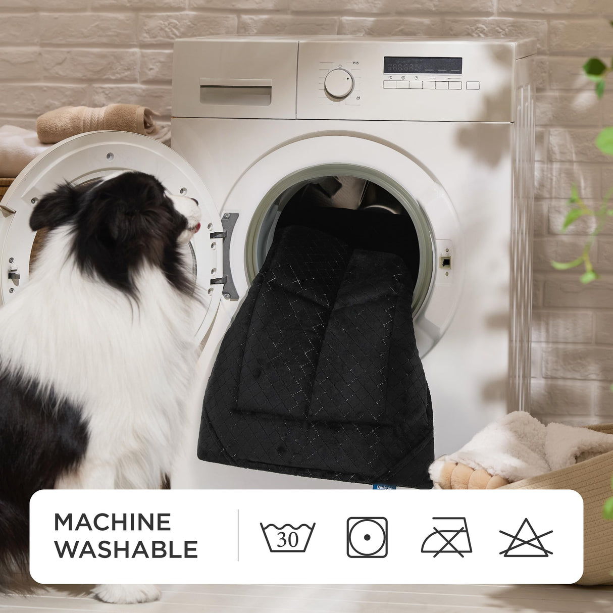 Bedsure Chew Proof Dog Bed for Small Dogs Machine Washable Dog Crate Pad Durable Kennel Pad for Chewers, Black