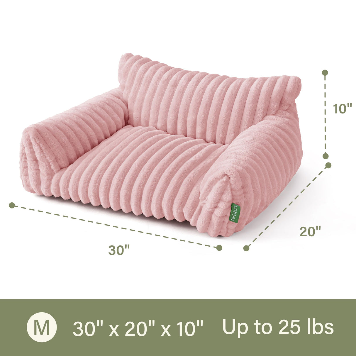 FWERDG Cute Couch Bed for Pets, Supportive Cat Sofa for Indoor Cats, Medium Dog Sofa Bed for Medium Dogs, Pink, 30 inches