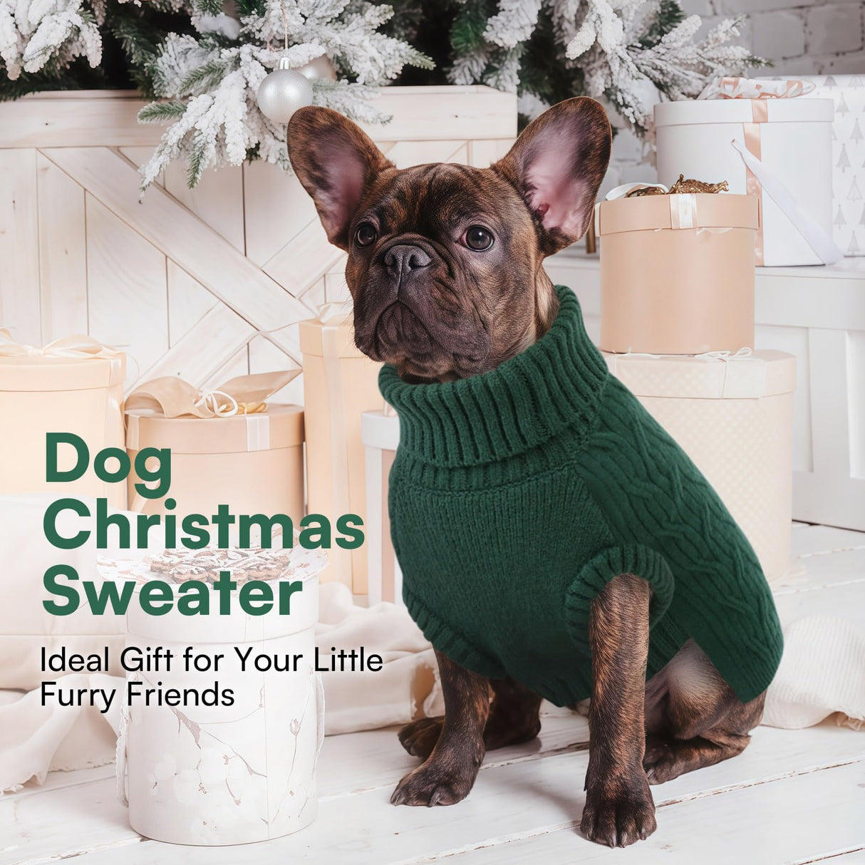 Queenmore Large Dog Sweater,Dog Sweaters for Extra Large Dogs Girls Boys,Warm Pullover Sleeveless Winter Dogs Sweaters,Pet Christmas Coat for Extra Large Breeds,Pitbull, Boxer(Green,2XL)