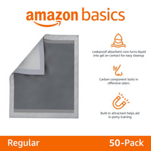 Load image into Gallery viewer, Amazon Basics Carbon Odor-Control Dog and Puppy Pee Pads, 5-Layer Leak-Proof Super Absorbent, Quick-Dry Surface, Potty Training, X-Large (28x34"), 50 Count, Gray