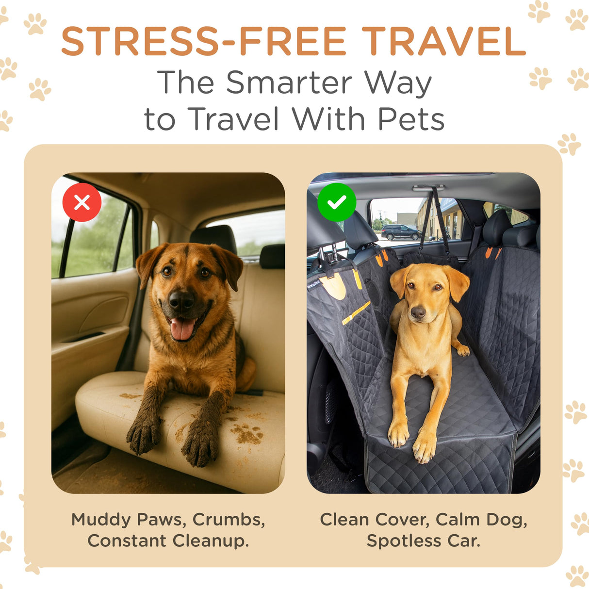 Breezy2Nest Pet Seat Cover for Back Seat – Waterproof Backseat Cover for Dogs in Car with Mesh Window, Oxford Fabric, Storage Pocket, Side Flaps & Carry Handles