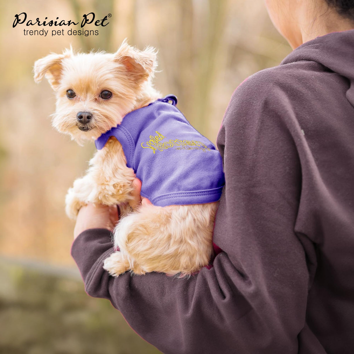 Parisian Pet Dog Shirt – 100% Cotton Shirts for Small Dogs – Sleeveless Spoiled Rotten Puppy Clothes – Lightweight and Breathable Dog Apparel – Funny Dogs Clothes - Stretchy Purple Pet T Shirts