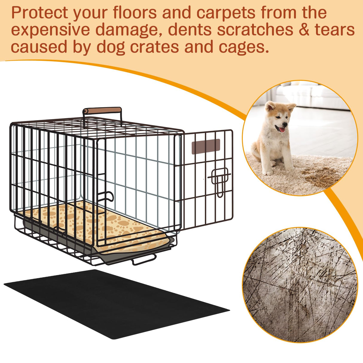 Drydiet PVC Pet Crate Floor Protection Mat 29" X 44" XXL Washable Floor Covering Reusable Waterproof Non Slip Rug Whelping Pad for Pet