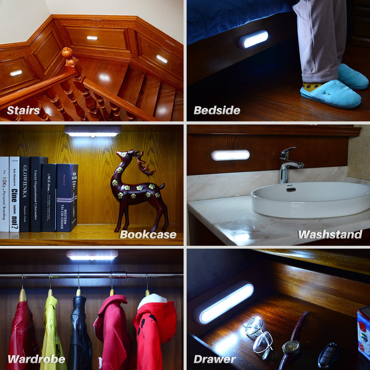 3 Pack 7” Motion Sensor Lights Indoor Battery Operated, Stick on LED Light for Closet, Stairs, Under Cabinet, Cool White