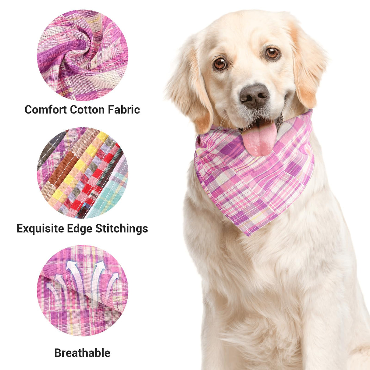 Segarty 60 Pack Triangle Pets Kerchief, 22.8"x15.7" Pet Scarf Washable Plaid Dog Bandanas Accessories Bulk for Small Medium Dogs Cats Large Puppy, Adjustable Reversible Boy Birthday Bibs