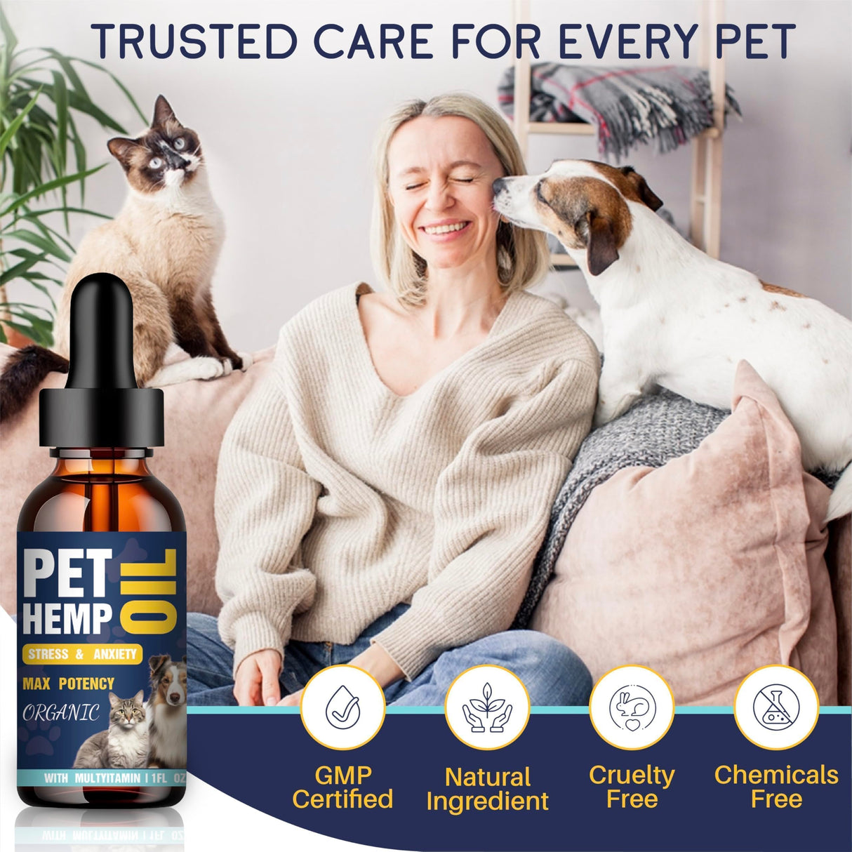 Hemp Oil for Dogs and Cats 3 Pack Organic Helps with Аnxiеty, Calming, Pain Relief, Hip Joint, Arthritis, Seizures Supplement for Smal & Large Pets with Omega 3-6-9 Oil Fast Results