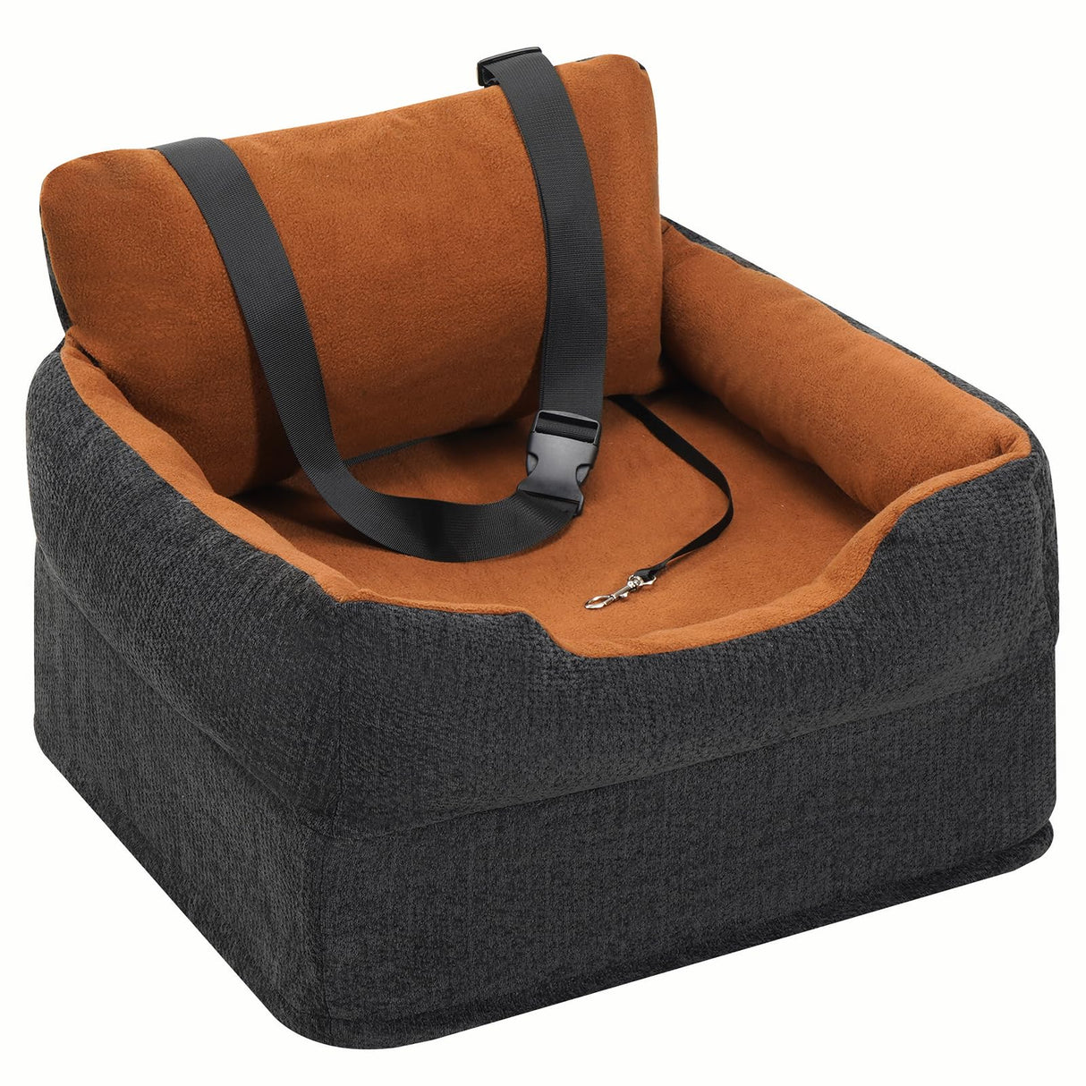 Avont Dog Car Booster Seat for Small/Medium Dogs Under 30 lbs, Elevated Puppy Carseat, Front Seat Pet Car Bed -Black