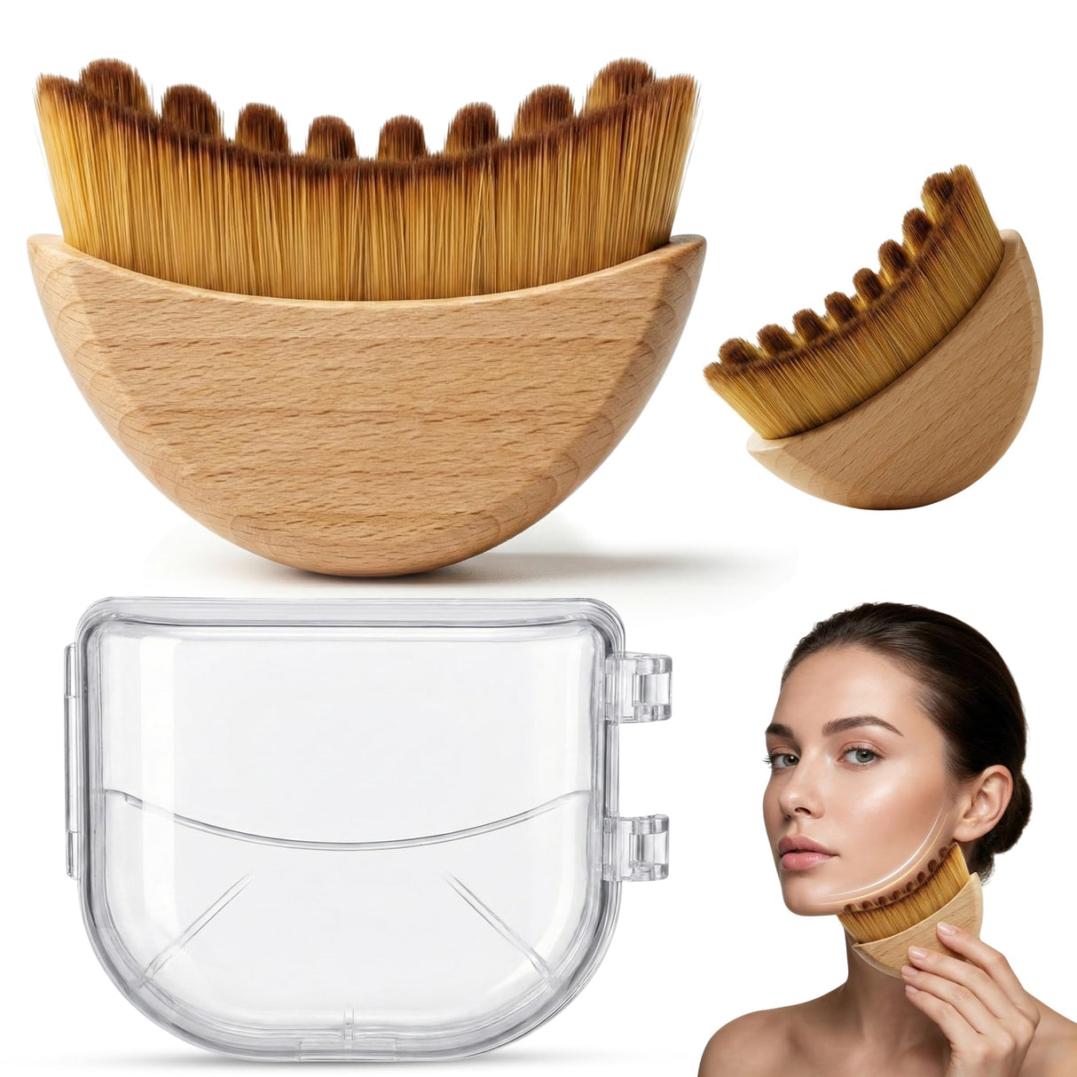Premium Lymphatic Contour Face Brush for Sculpting - Lymphatic Drainage Massager - Wooden Tool for Face - Anti-Puffiness - Detox & Lift - Ergonomically Designed to Fit The Skin Precisely