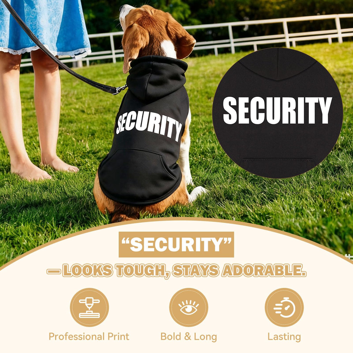 4XL Dog Sweaters for Large Dogs,Security Dog Hoodie,Warm Brushed Fleece Sweatshirt with Hood & Pocket,Leash Hole,Cozy Cold Weather Pet Clothes Sweater Hoodie for Large Dogs,4XL