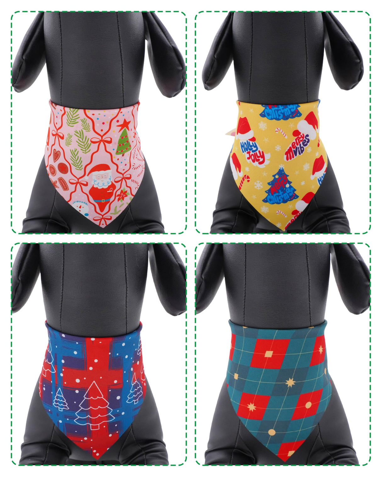 PET SHOW 100 Pack Christmas Dog Bandanas Bulk No Seam Extra Small Dog Scarves XS Xmas Puppy Triangle Bibs Kerchief Set Cats Pet Girl Boy Holiday Party Grooming Accessories, S