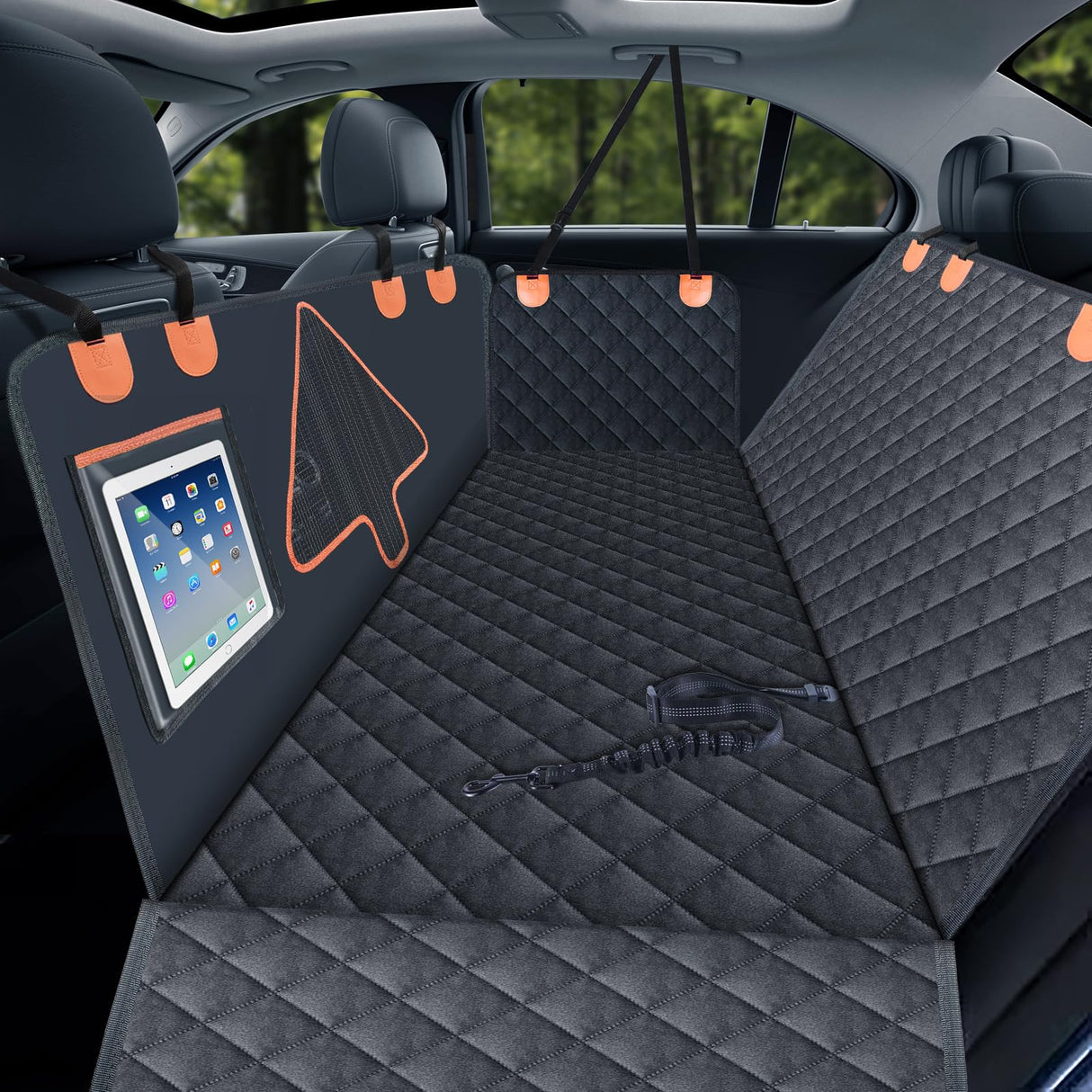 JASKFG Dog Car Seat Vover,Back Seat Cover for Dogs,Durable Scratch Proof and Waterproof Pet Car Seat Cover for Limousine/Family Car/SUV/Pickup(Black,52" L x 56.6" W)
