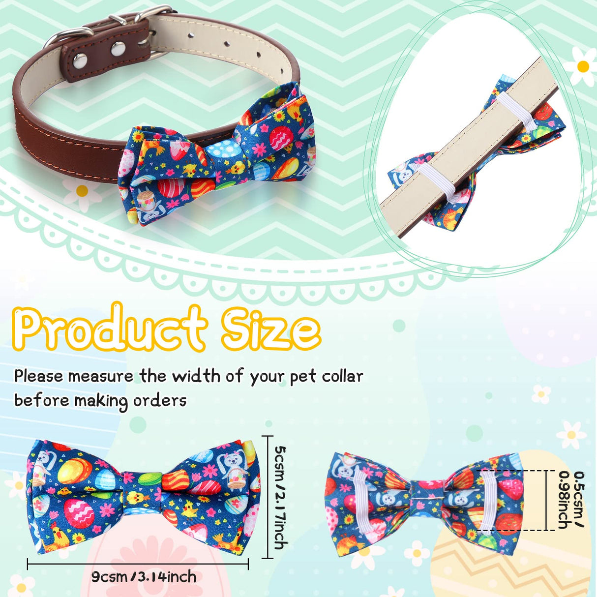 30 Pieces Easter Collar Dog Bow Ties Rabbit Bows for Dogs Ties Attachment with Elastic Bands Collar Detachable Charms for Grooming Accessories Easter Costume