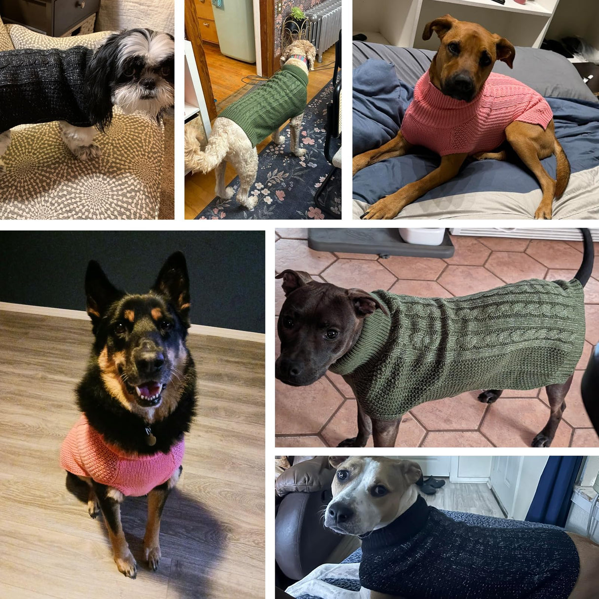 K9meme Large Dog Sweater, Classic Cable Knit Warm Dog Sweatshirt with Reflective Yarn for Girl Boy, Halloween Fall Winter Coat Turtleneck Pullover Clothes Apparel for Small Medium Large Dogs (Pink L)