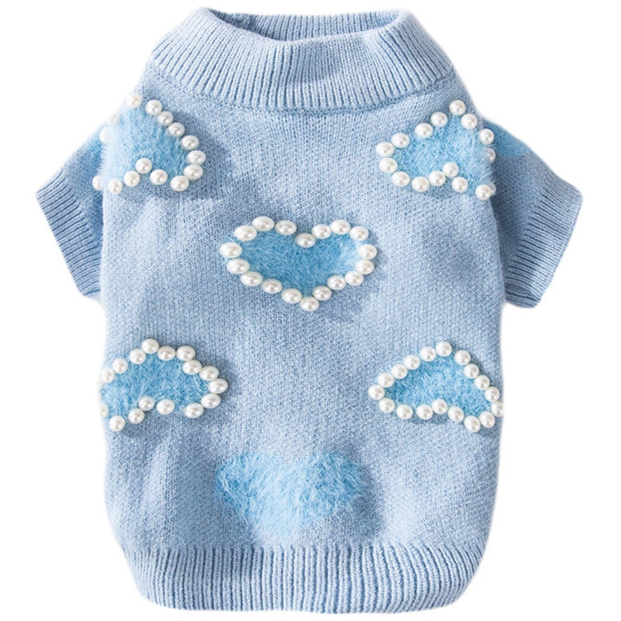 Winter Dog Sweater with Heart Shaped Pearl Decoration Thick Puppy Sweater for Small Dogs Pet Coat Dog Birthday
